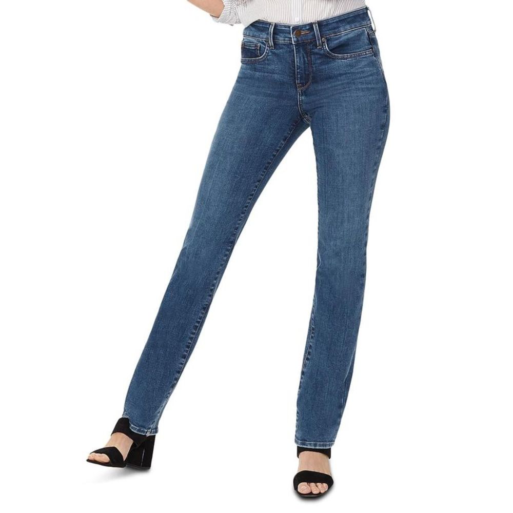 NYDJ Womens Marilyn Blue Denim Slimming Straight Leg Jeans Petites NWT
